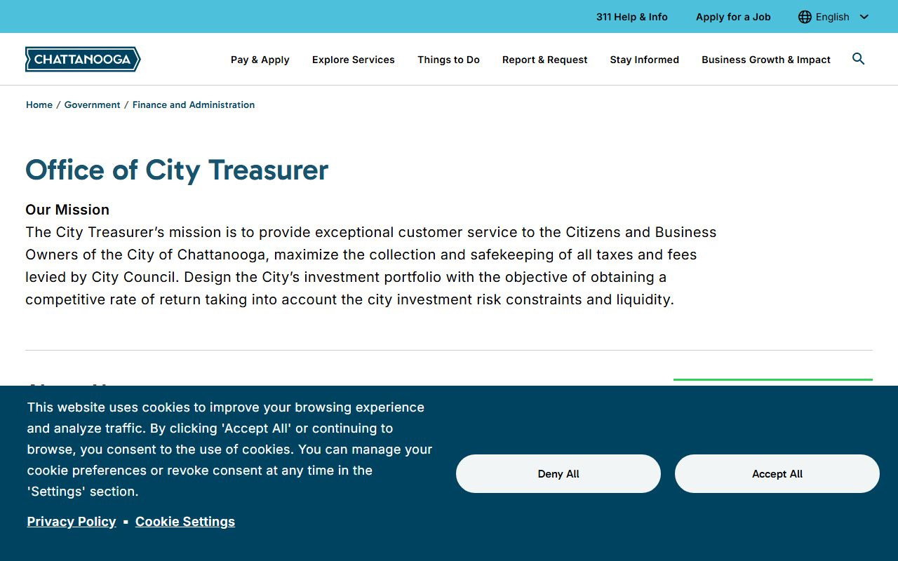 Chattanooga unclaimed money city treasury page