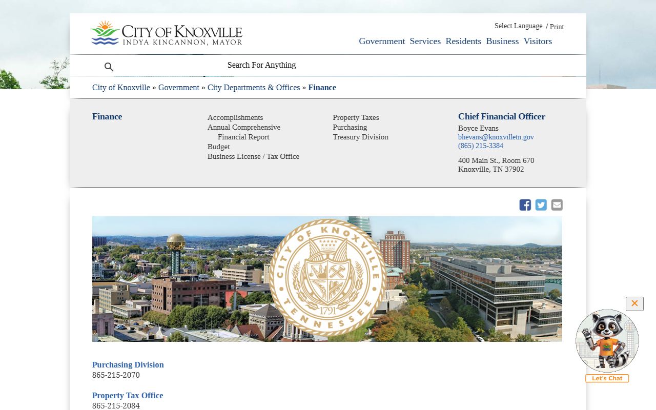 Knoxville unclaimed money City of Knoxville finance page