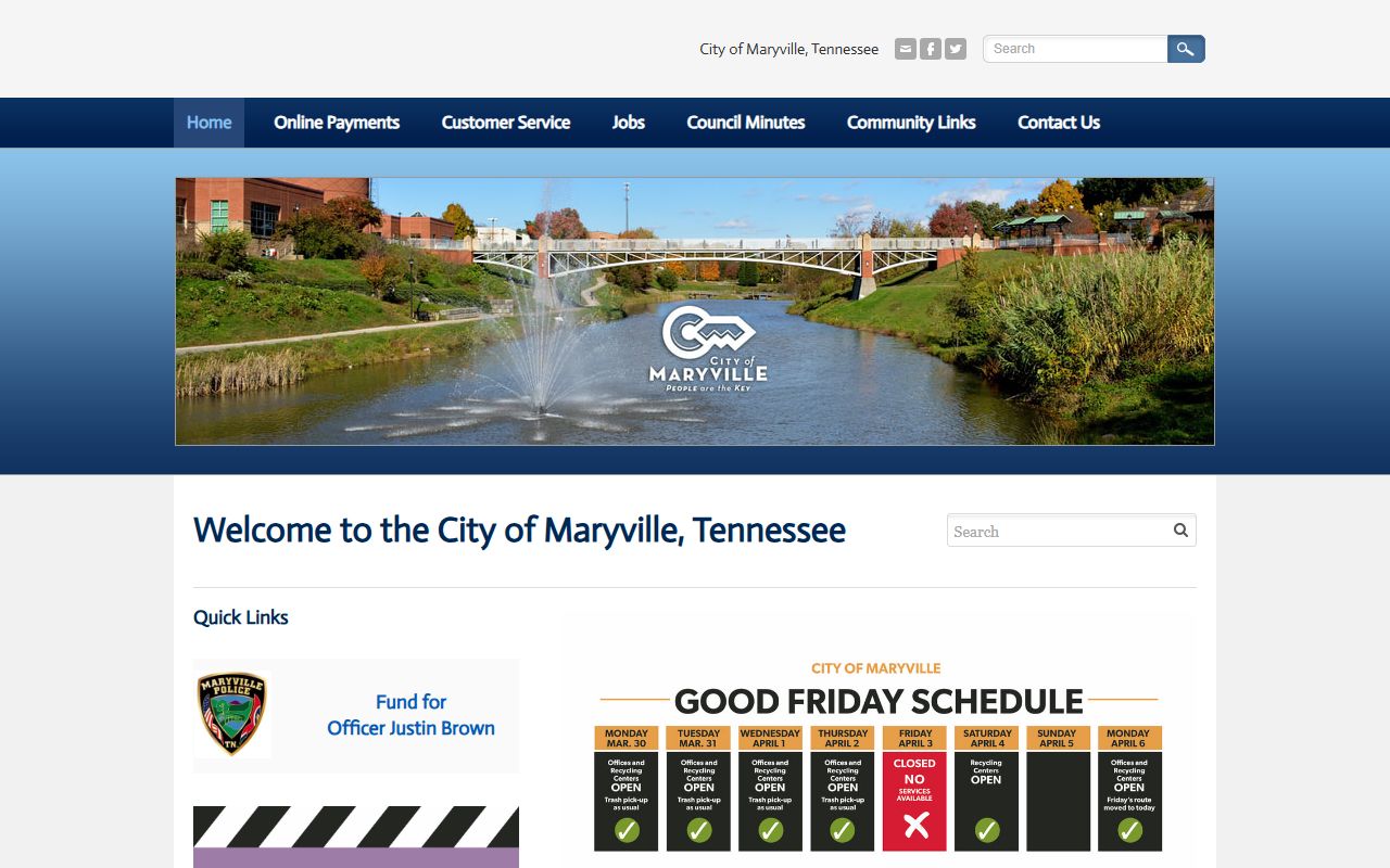 Maryville unclaimed money City of Maryville finance page