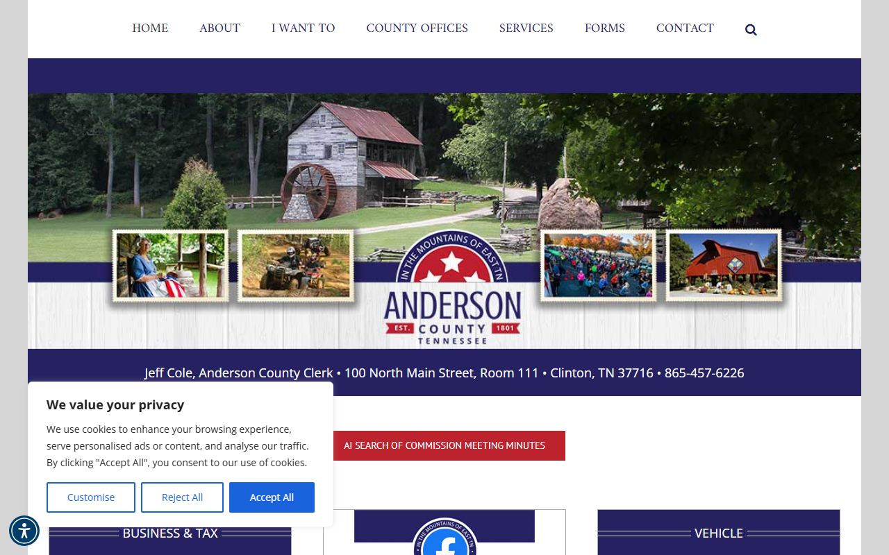 Anderson County unclaimed money county clerk office