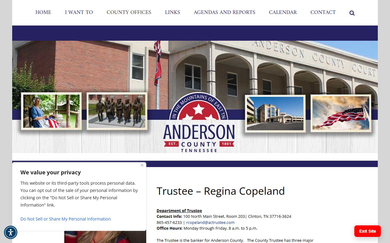 Anderson County unclaimed money trustee office
