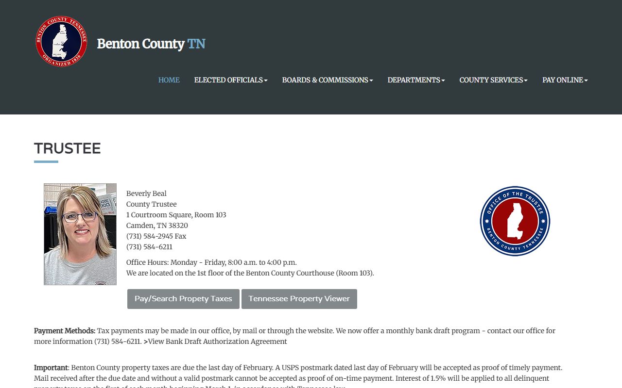 Benton County unclaimed money trustee page