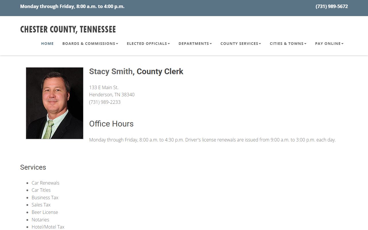 Chester County unclaimed money county clerk page
