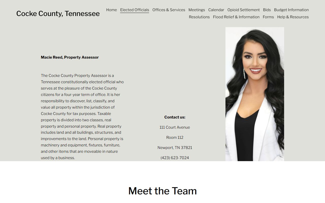 Cocke County unclaimed money property assessor page