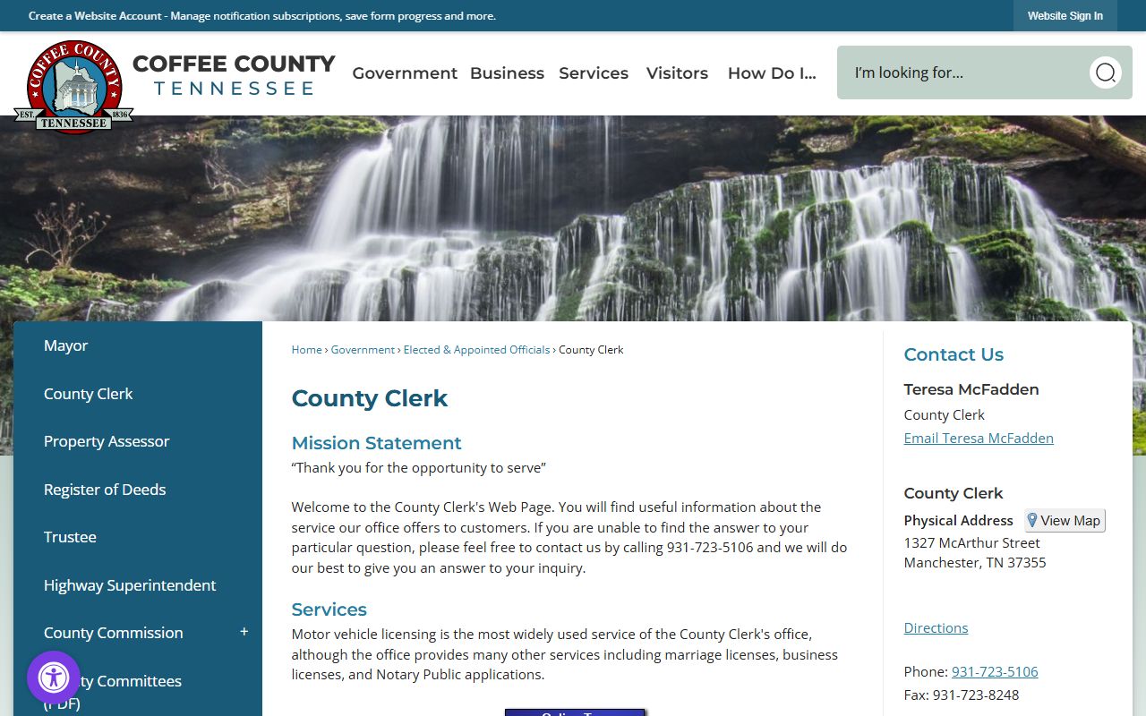 Coffee County unclaimed money county clerk page