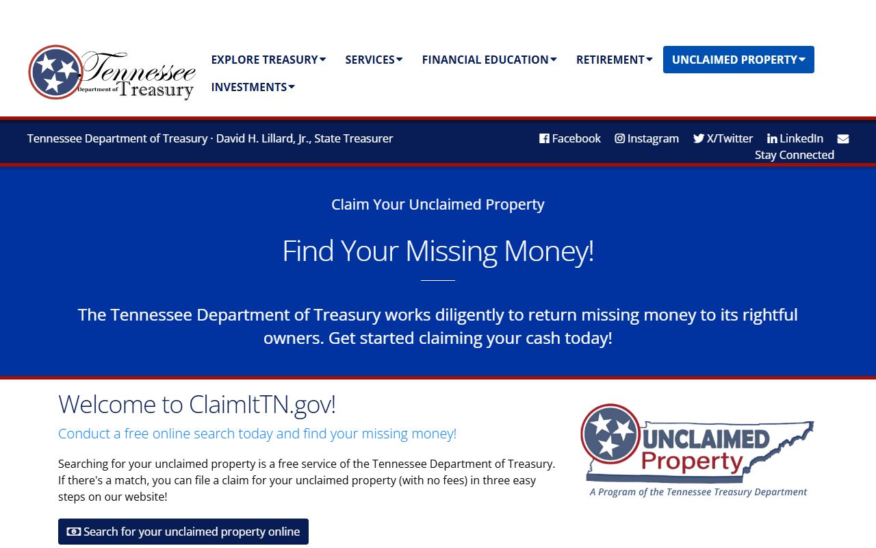 Tennessee unclaimed money main claim portal