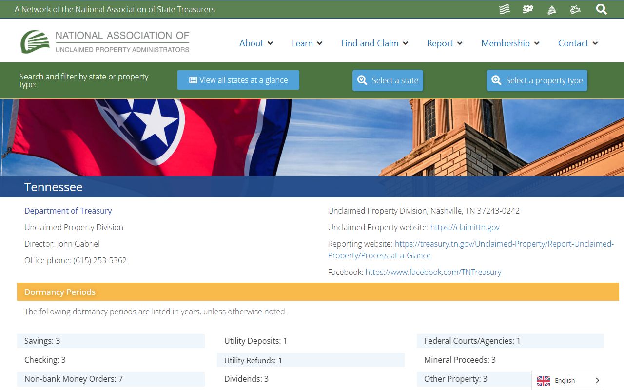 Tennessee unclaimed money NAUPA Tennessee profile